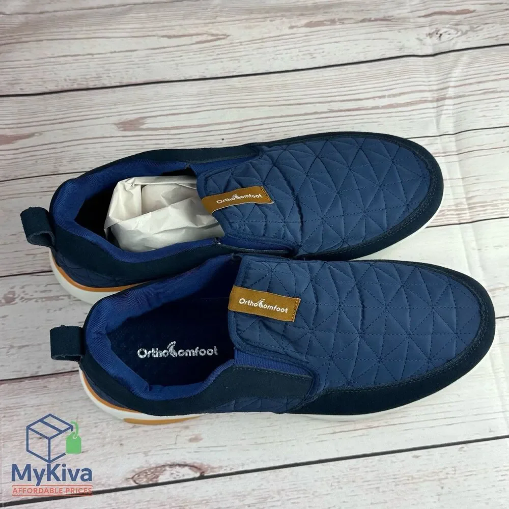 Men’s Orthopedic Slip On Loafers Walking Shoes Arch Support Blue Size 12